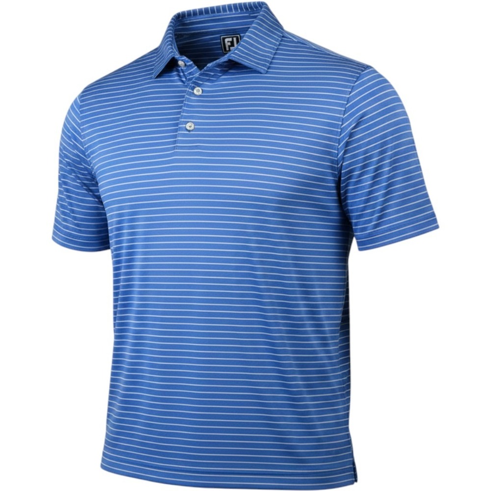 FootJoy Mens XL Athletic Fit Striped Golf Polo Shirt Blue White‎ Short Sleeve FJ